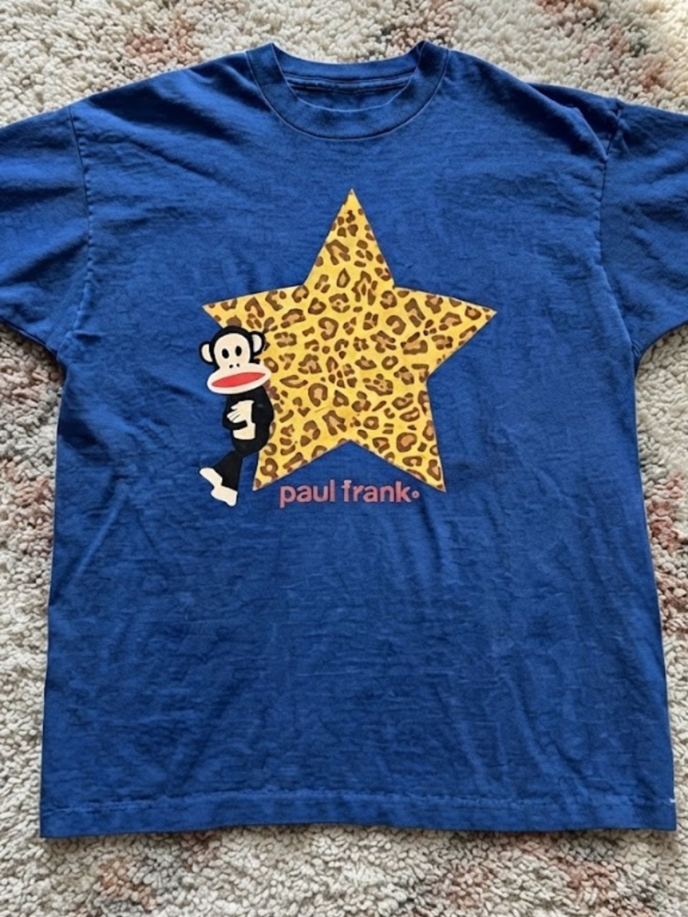 Paul Frank Julius Monkey Leopard Print Star Vintage Blue T-Shirt